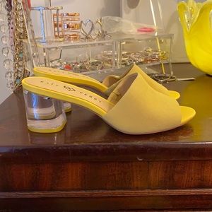 Katy Perry sandals with lucite heels.